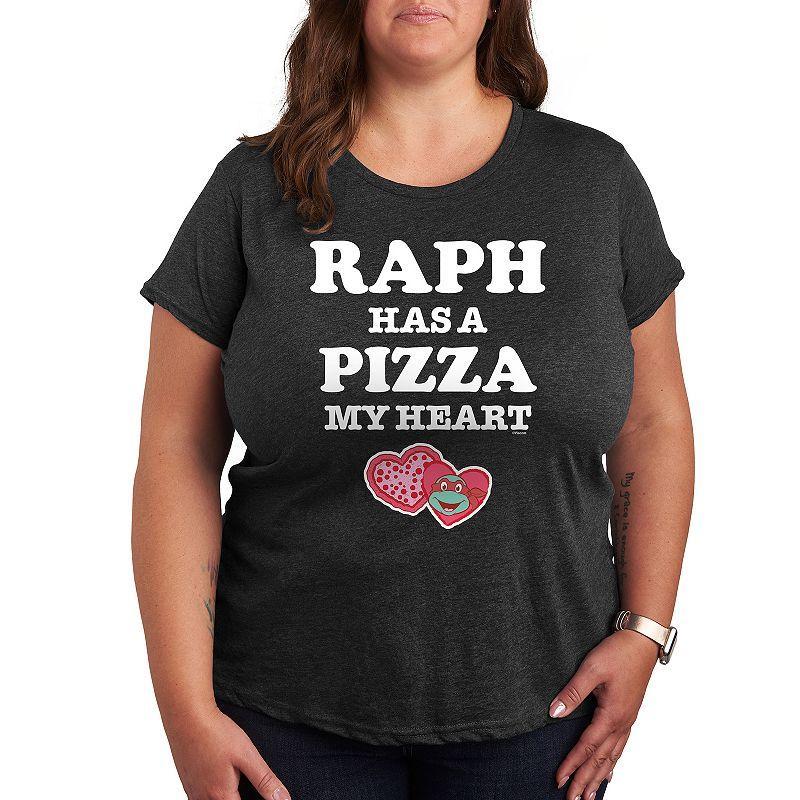 Plus Size Teenage Mutant Ninja Turtles Pizza My Heart Raph Graphic Tee, Womens Heather Grey Product Image