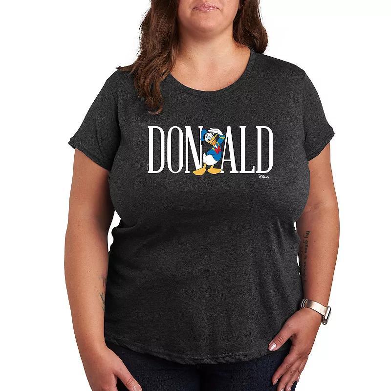 Disneys Donald Duck Plus Simple Font Graphic Tee, Womens Heather Grey Product Image