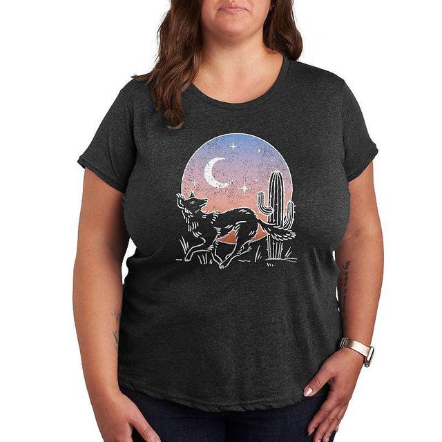 Plus Desert Coyote Graphic Tee, Womens Black Product Image