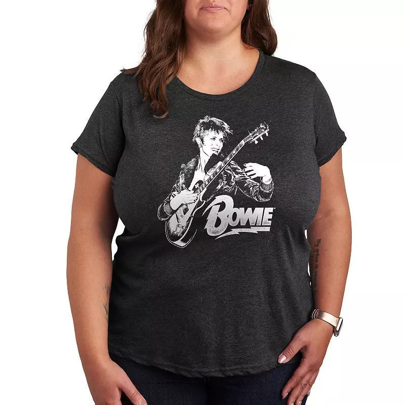 Plus Bowie Punk Graphic Tee, Womens Heather Grey Product Image