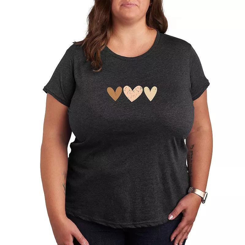 Womens Sketchy Hearts Graphic Tee Heather Grey Product Image