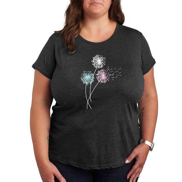 Missy Plus Size Pastel Dandelions Graphic Tee, Womens Product Image