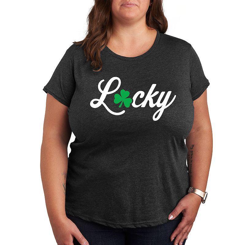 Plus Lucky With Clover Graphic Tee, Womens Product Image