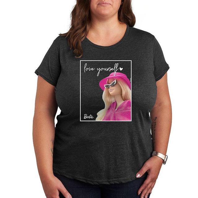 Plus Size Barbie Love Yourself Graphic Tee, Womens Heather Grey Product Image