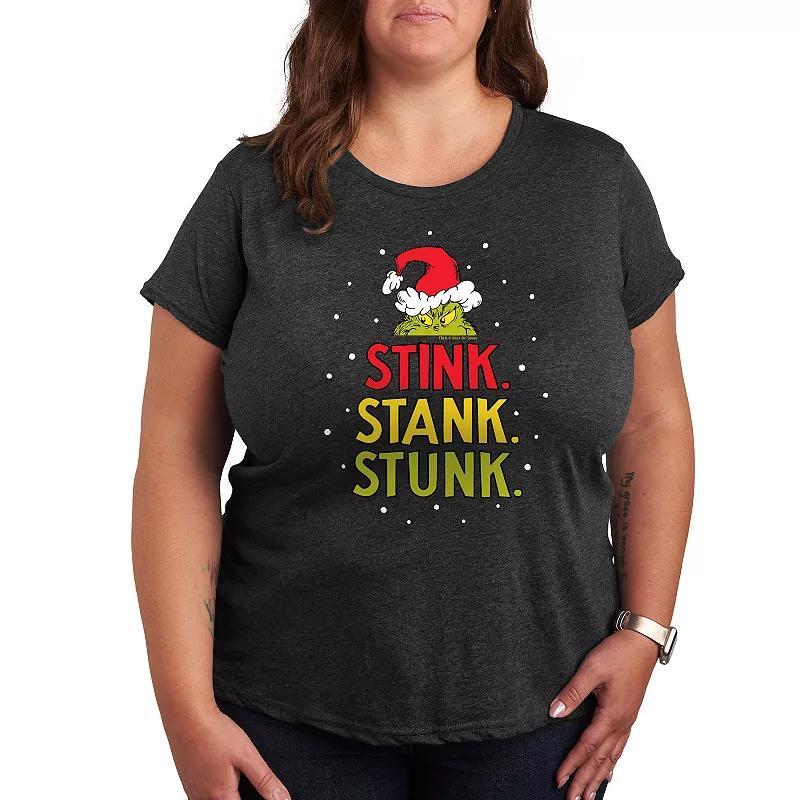 Plus Dr. Seuss The Grinch Stink Stank Stunk Graphic Tee, Womens Grey Royal Blue Product Image