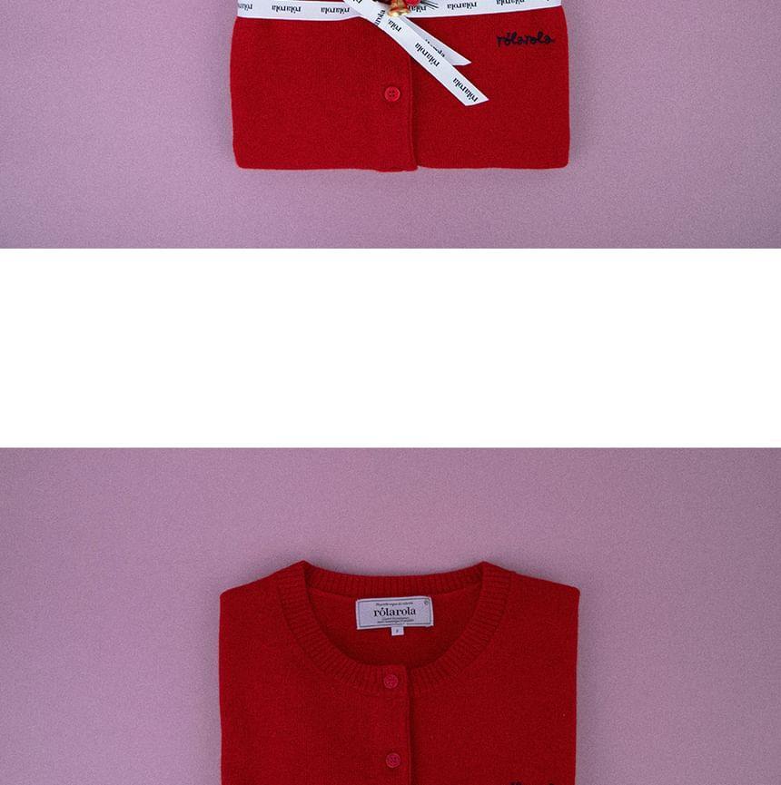 Cashmere-Blend Basic Cardigan (Red) Product Image