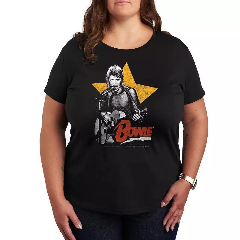 Plus Bowie Guitar With Star Graphic Tee, Womens Product Image