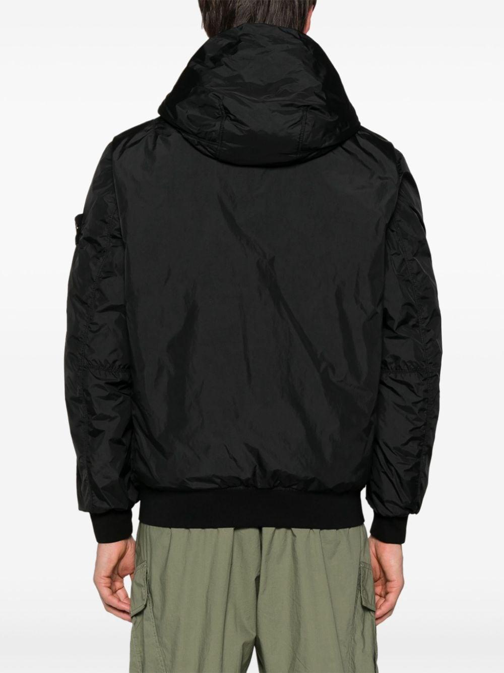 STONE ISLAND Compass-badge Hooded Windbreaker In Black Product Image