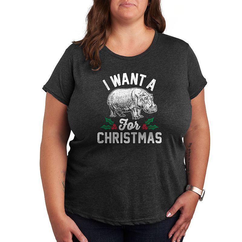 Plus I Want A Hippopotamus Graphic Tee, Womens Grey Gray Product Image