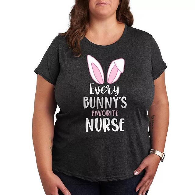 Plus Every Bunnys Favorite Nurse Graphic Tee, Womens Heather Grey Gray Product Image