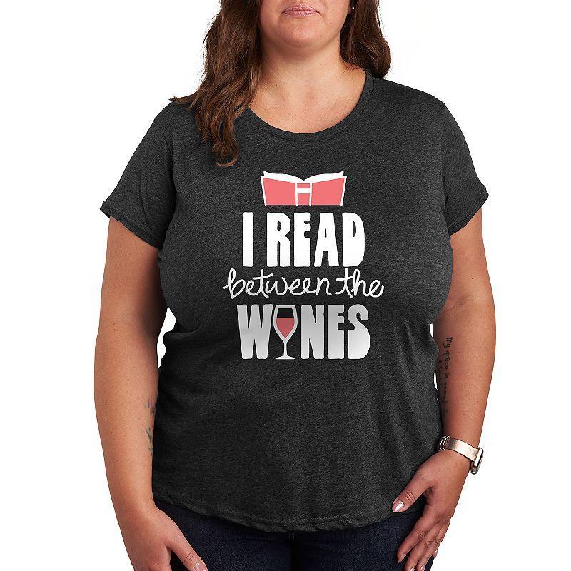 Plus I Read Between The Wines Graphic Tee, Womens Heather Grey Product Image