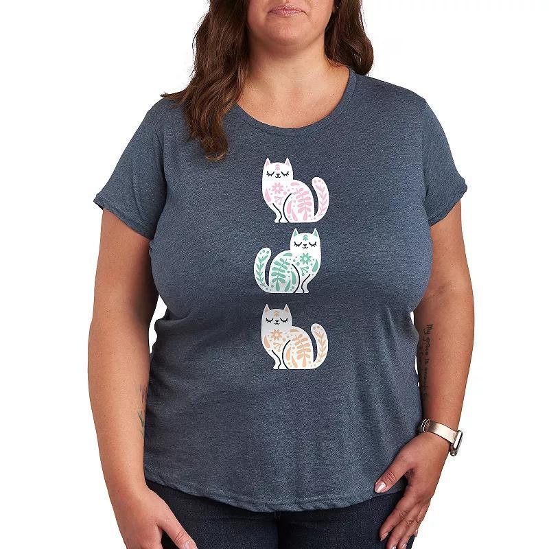 Plus Scandinavian Cats Graphic Tee, Womens Product Image