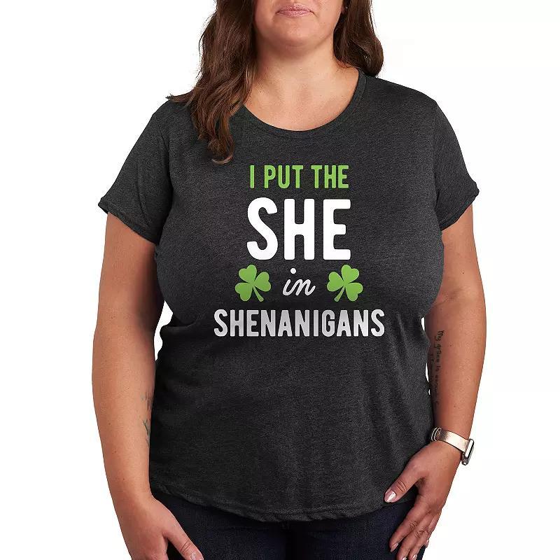 Plus I Put She in Shenanigans Graphic Tee, Womens Grey Blue Product Image