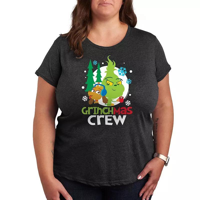 Plus Dr. Seuss Little Grinch Grinchmas Crew Graphic Tee, Womens Grey Heather Product Image