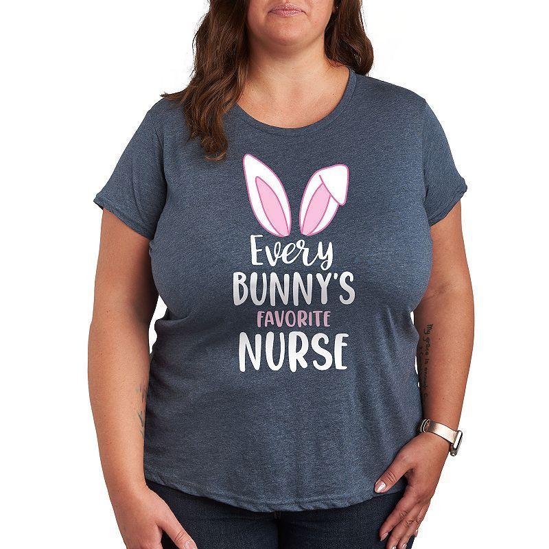 Plus Every Bunnys Favorite Nurse Graphic Tee, Womens Grey Blue Product Image