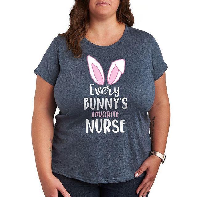 Plus Every Bunnys Favorite Nurse Graphic Tee, Womens Grey Blue Product Image