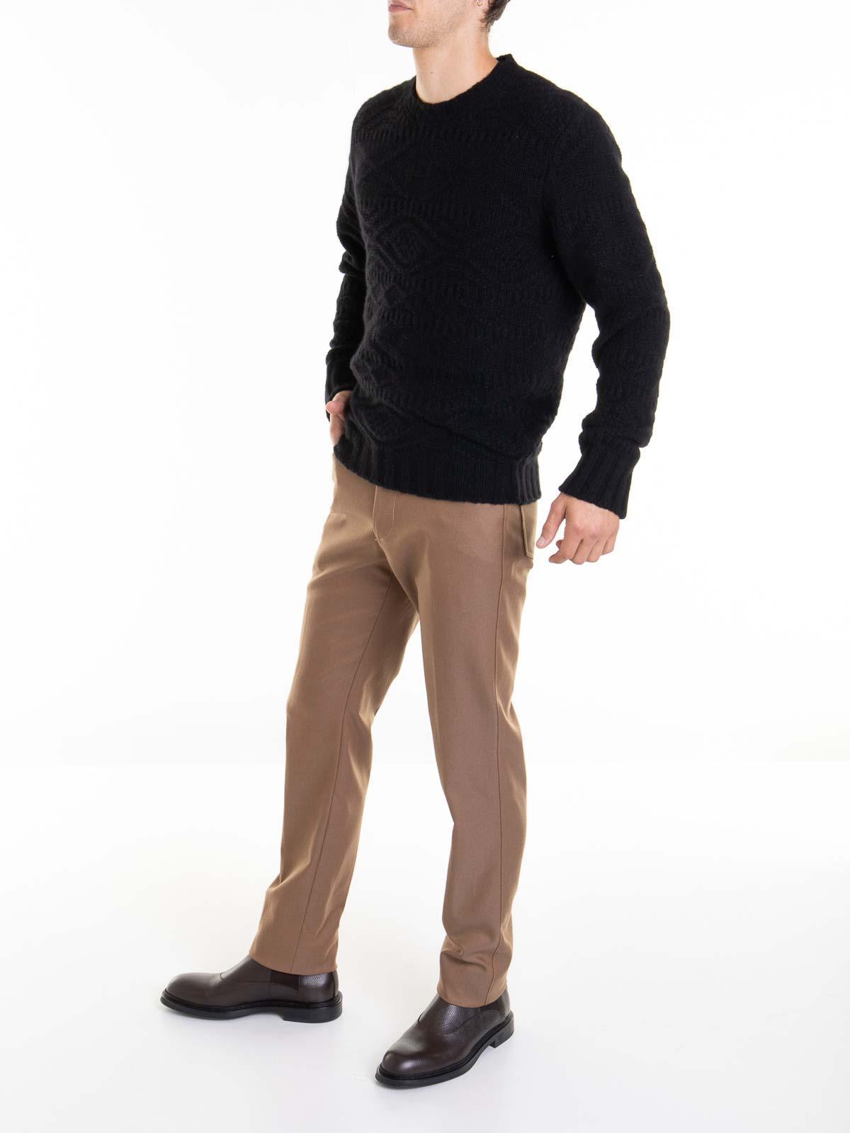 CORNELIANI Braided Long Sleeve Sweater In Negro Product Image