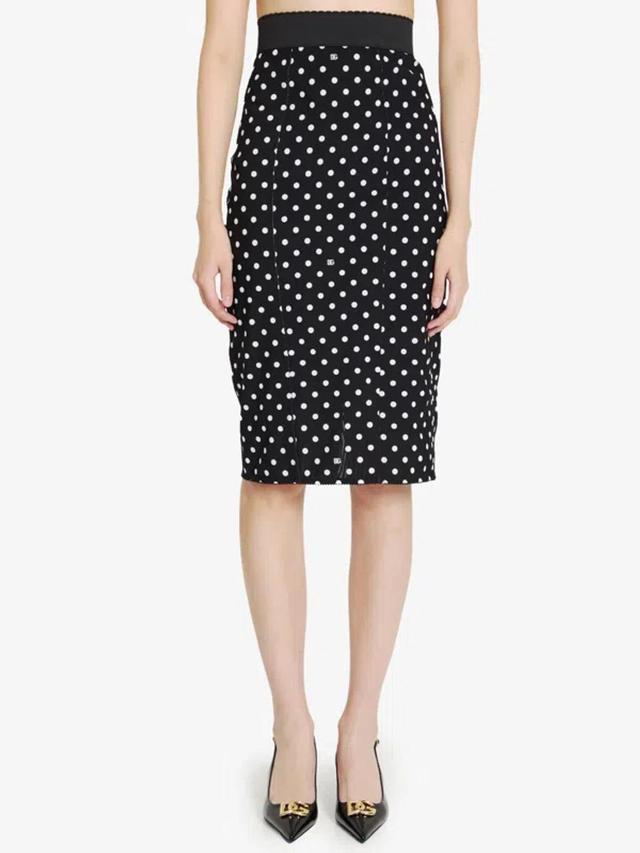 DOLCE & GABBANA Skirt With Polkadot Print In Black Product Image