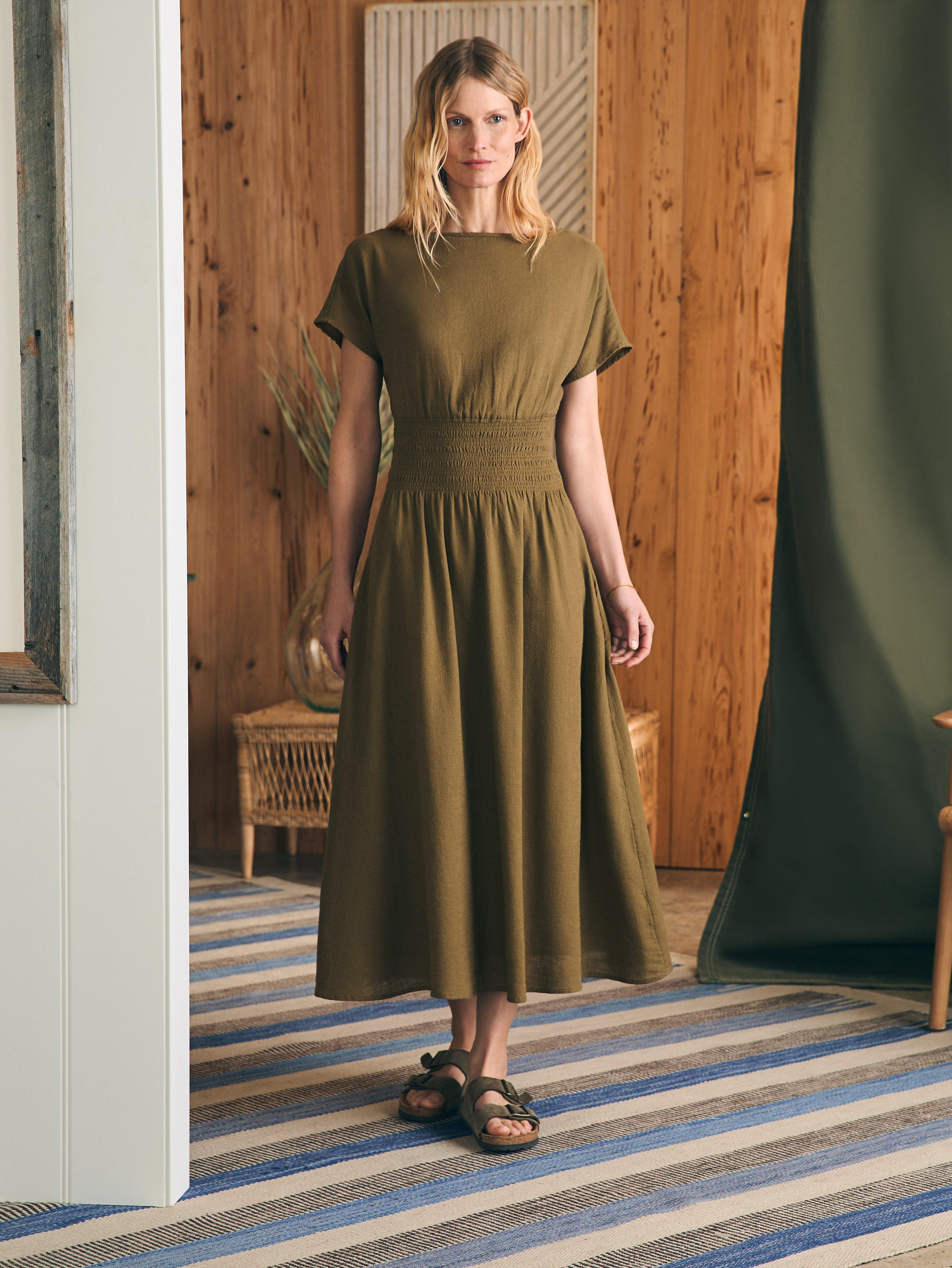 Coast To Coast Midi Dress - Military Olive Female Product Image