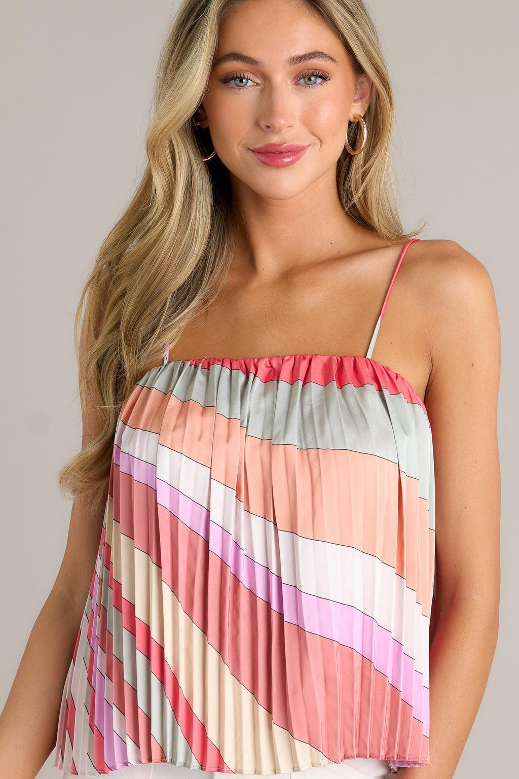 Mirage Melody Pink Coral Pleated Top Product Image