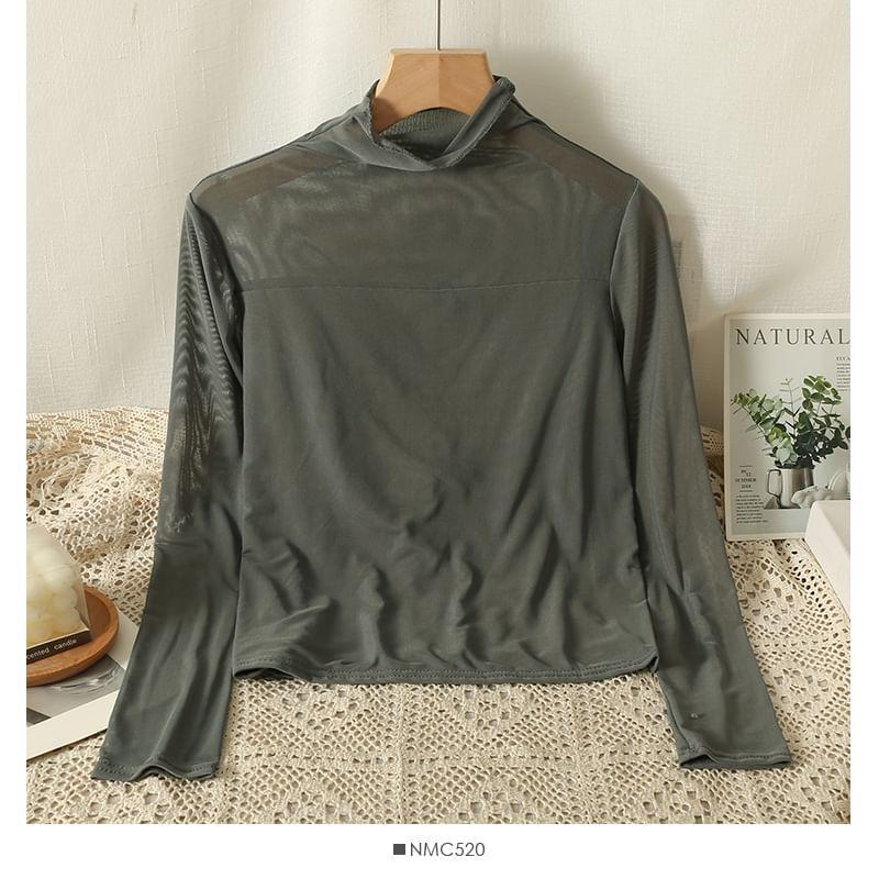 Two-Tone Mock-Neck Top in 5 Colors Product Image