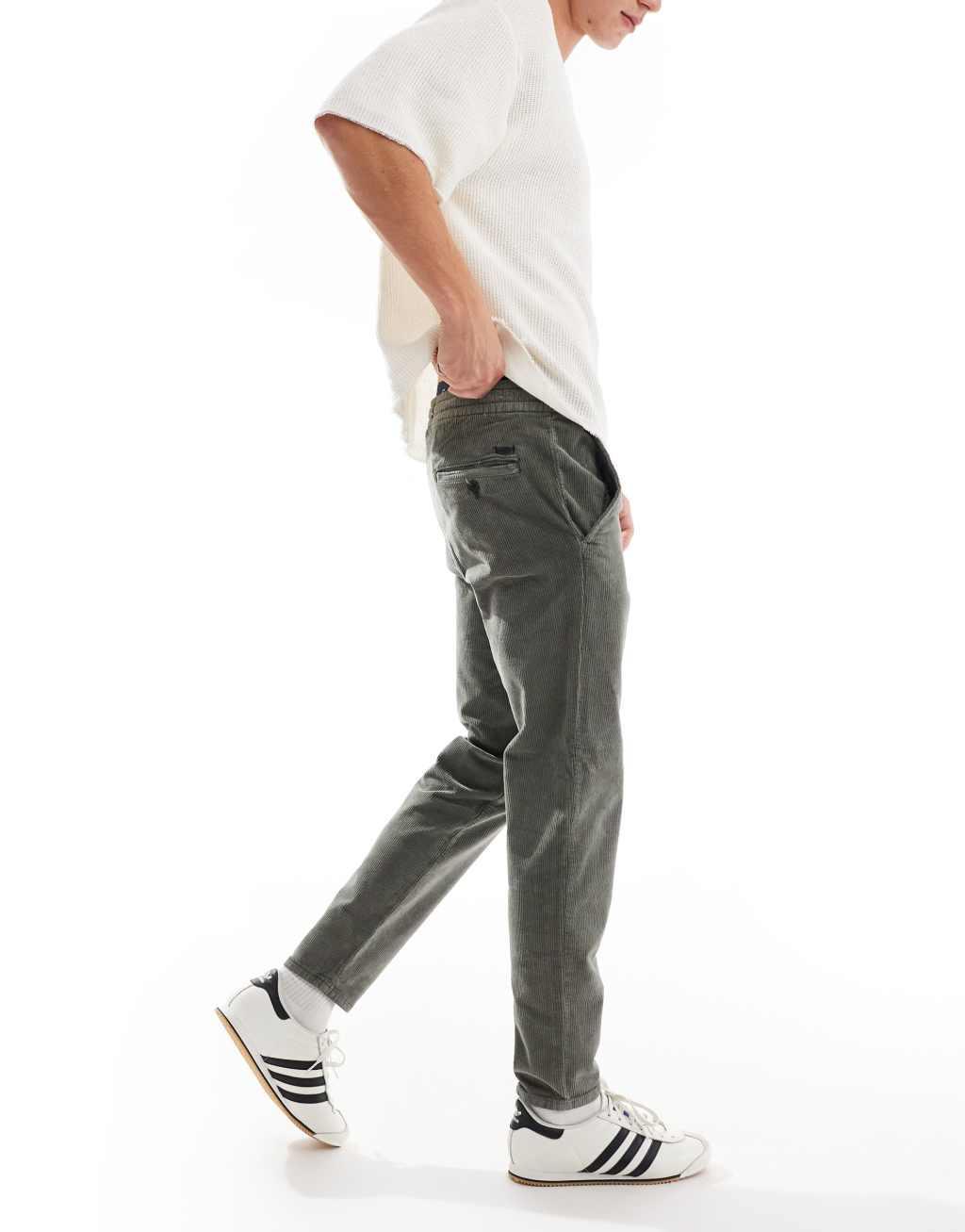 ONLY & SONS tapered cord pants in washed green Product Image