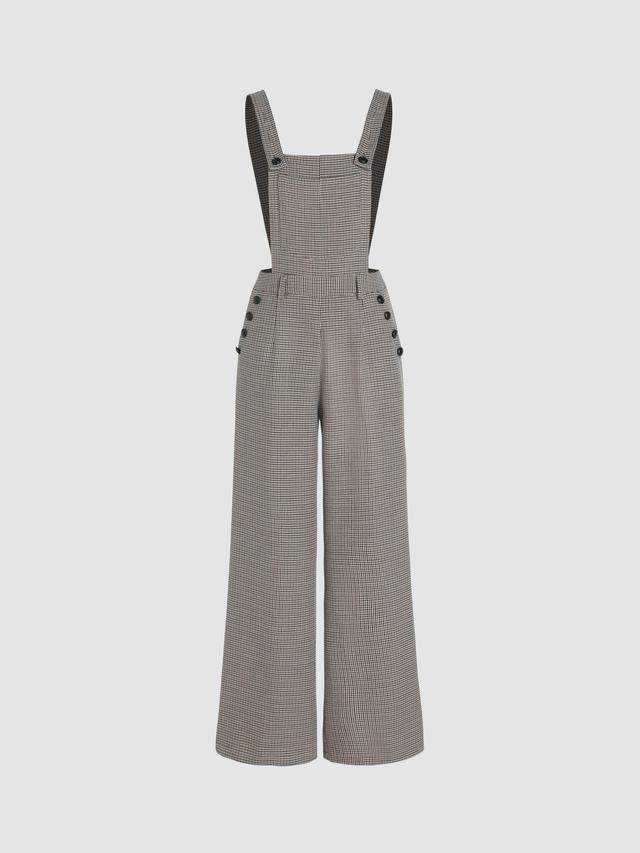 Houndstooth Button Straight Leg Jumpsuit Product Image