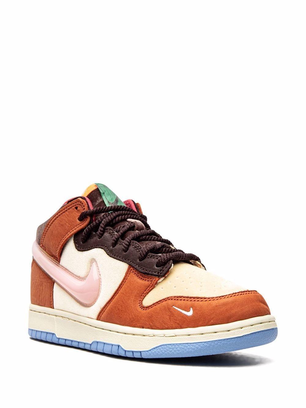 NIKE X Social Status Dunk Mid "chocolate Milk" Sneakers In Nude Product Image