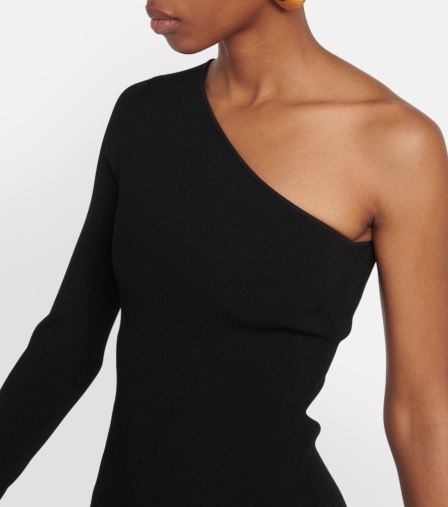 One-shoulder Stretch-knit Top In Black Product Image