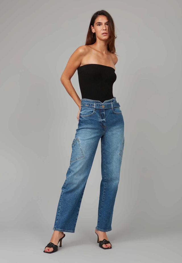 Lola Jean Cleo Ultra High Rise Cargo Straight Jean Product Image