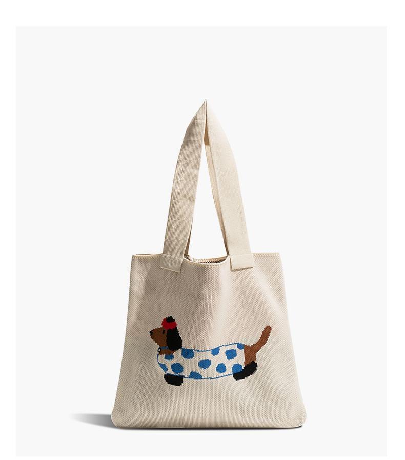 Dog Print Knit Tote Bag Product Image