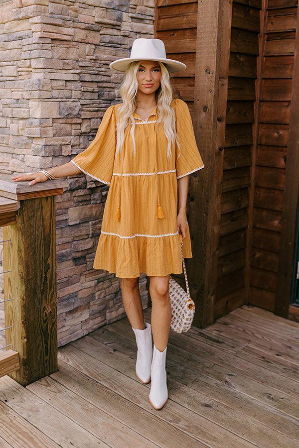 Simply Lovely Tiered Mini Dress in Mustard Product Image