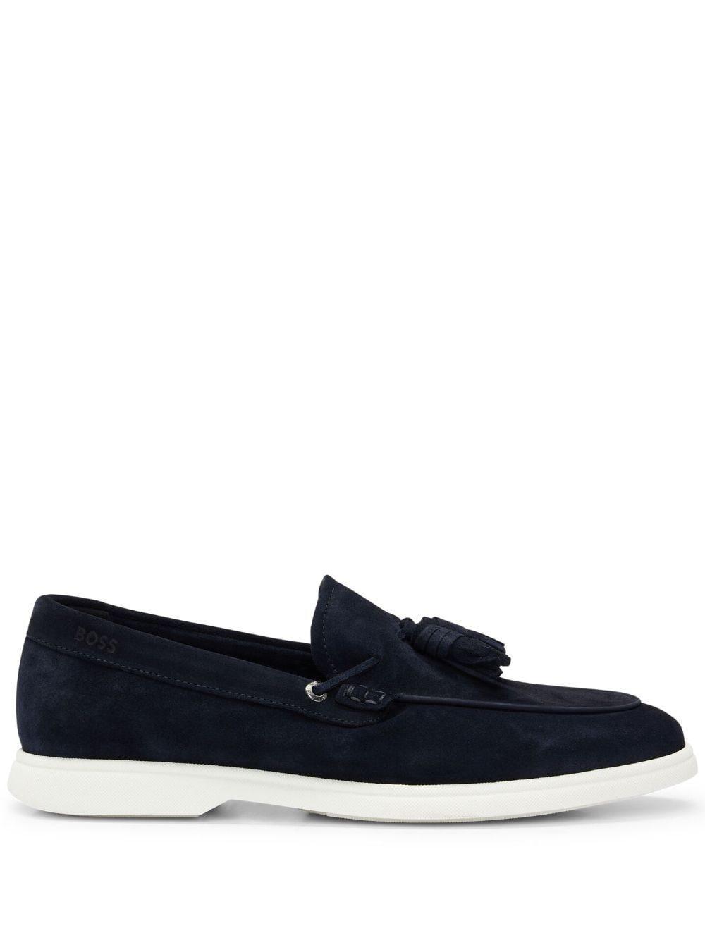 Tasselled Suede Loafers In Blue Product Image