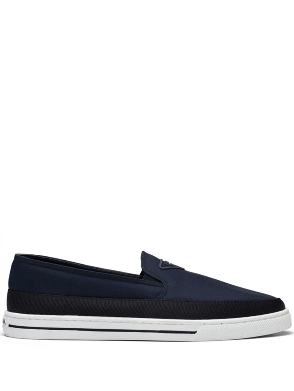 PRADA Nylon Slip-on Sneakers In Blue Product Image