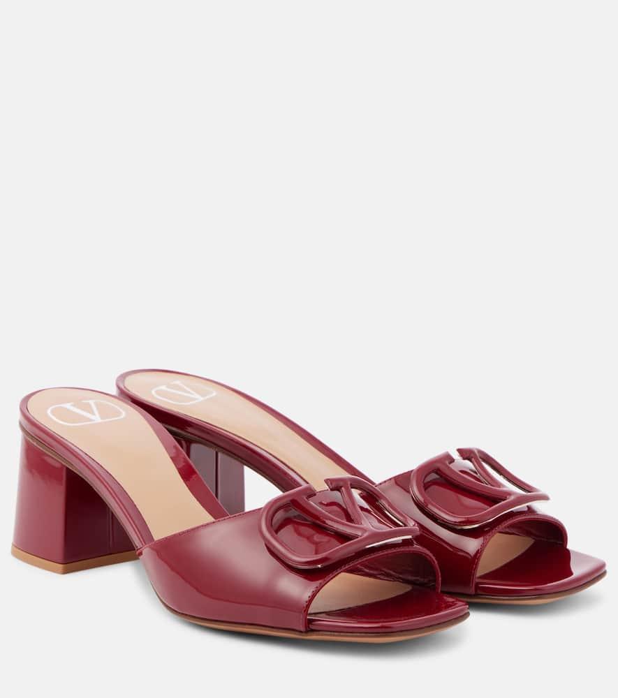 Women's Patent Leather Block Heel Slide Sandals In Red Product Image