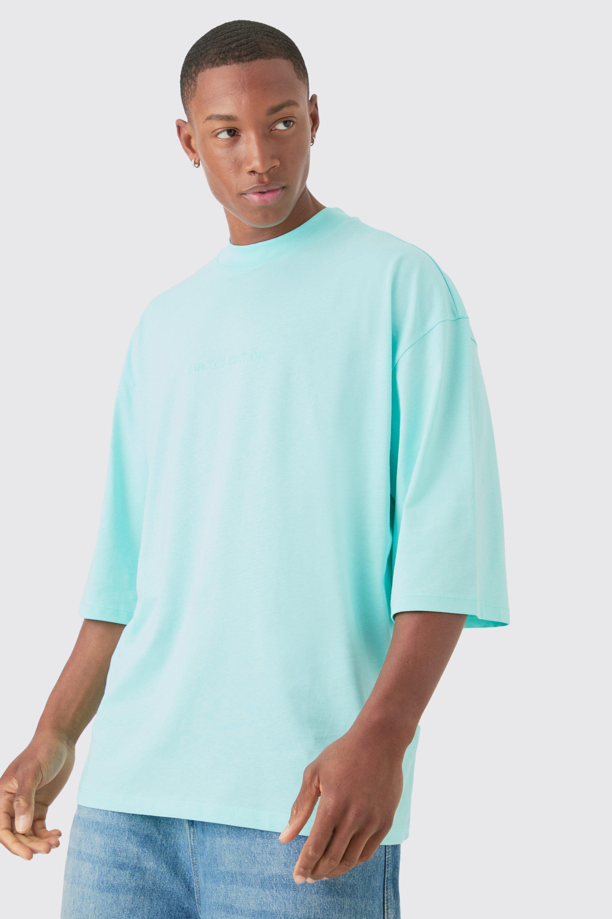 Oversized Extended Neck Embroidered T-shirt | boohooMAN USA Product Image