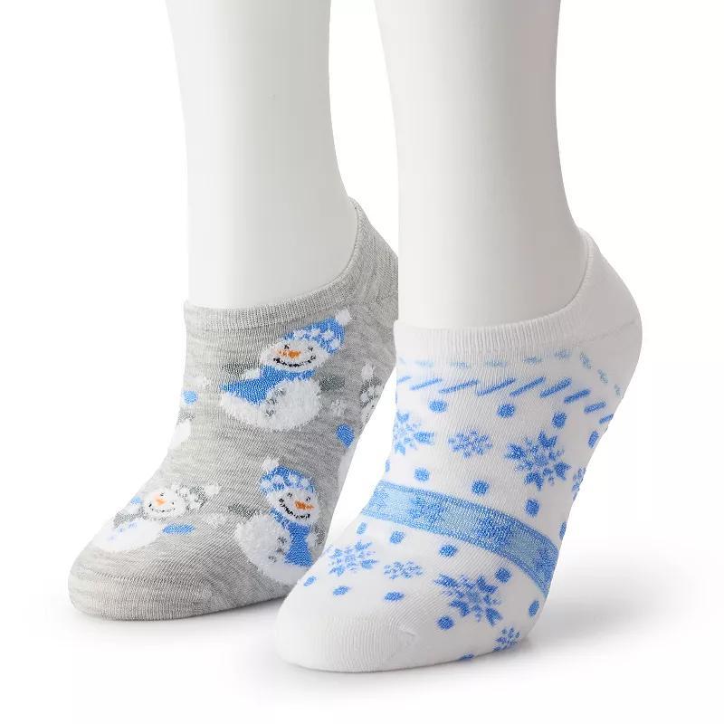 Womens 2-Pack Snowman FaIrisle No-Show Socks Lt Grey Grey Product Image