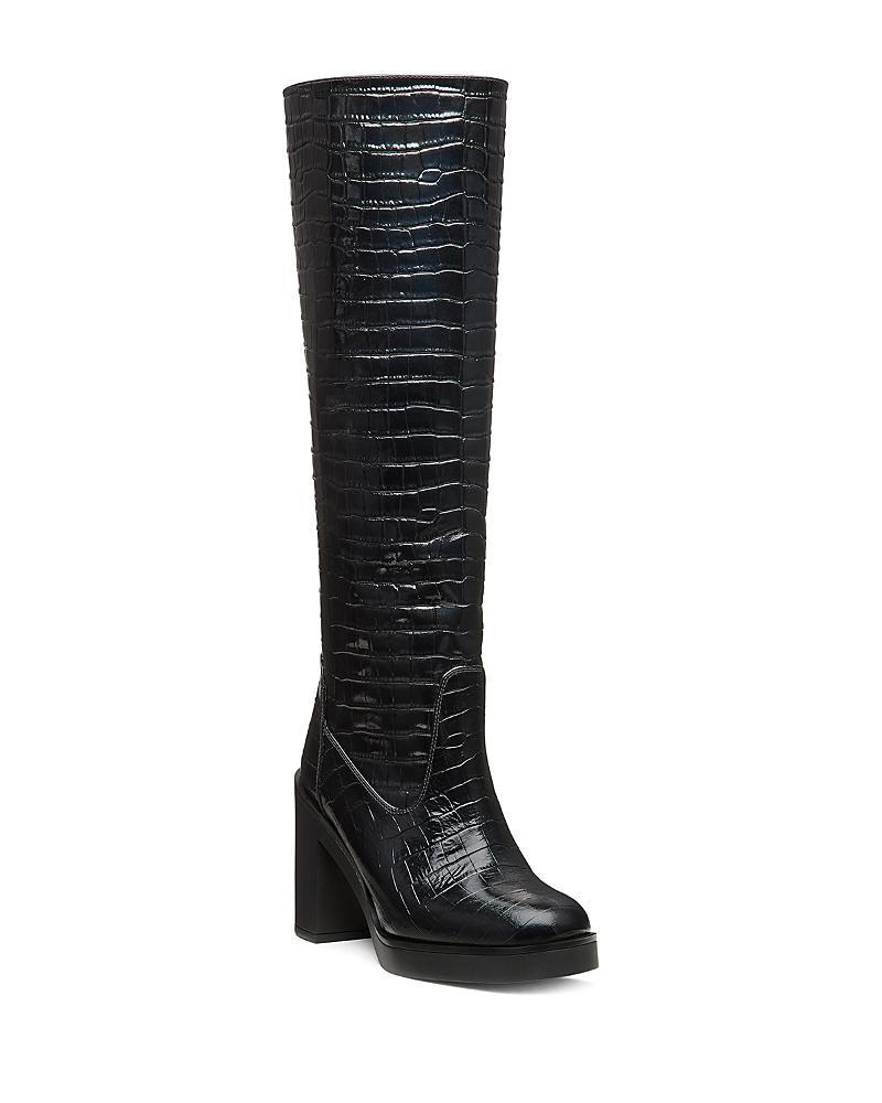 Womens Bethenny 100MM Crocodile-Embossed Leather Boots Product Image