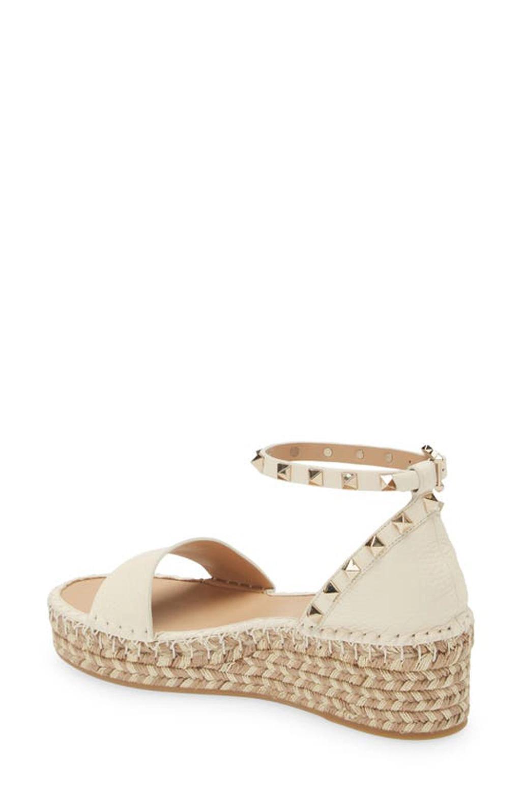 Rockstud Espadrille Platform Sandal In White Product Image