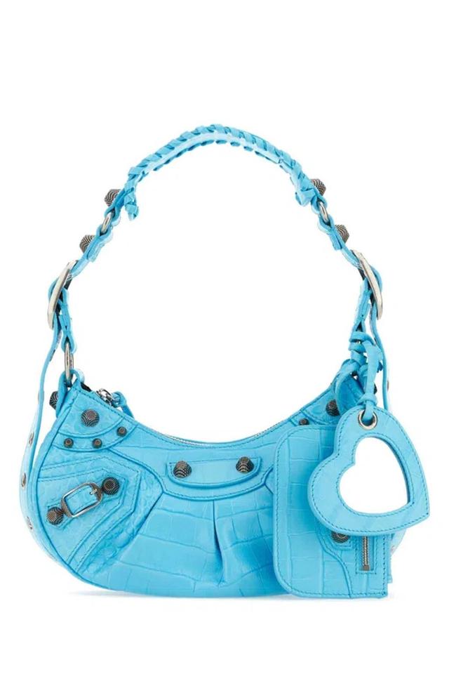 BALENCIAGA Mini Light Blue Leather Shoulder Handbag Product Image