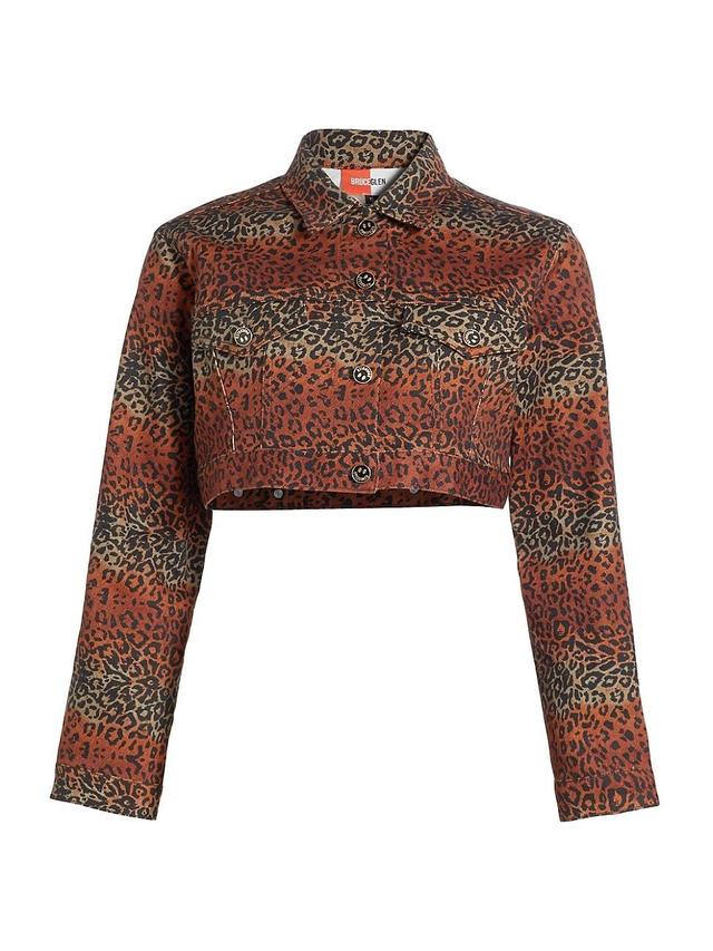 Womens Leopard Crop Jacket Product Image