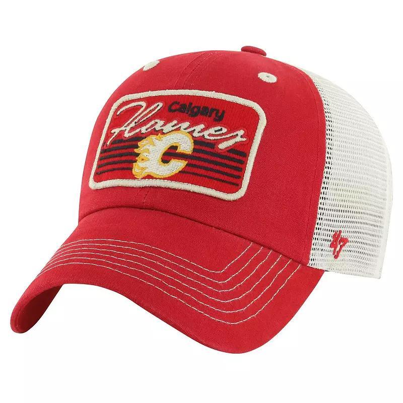 Mens 47 Brand Red Calgary Flames Five Point Patch Clean Up Adjustable Hat Product Image