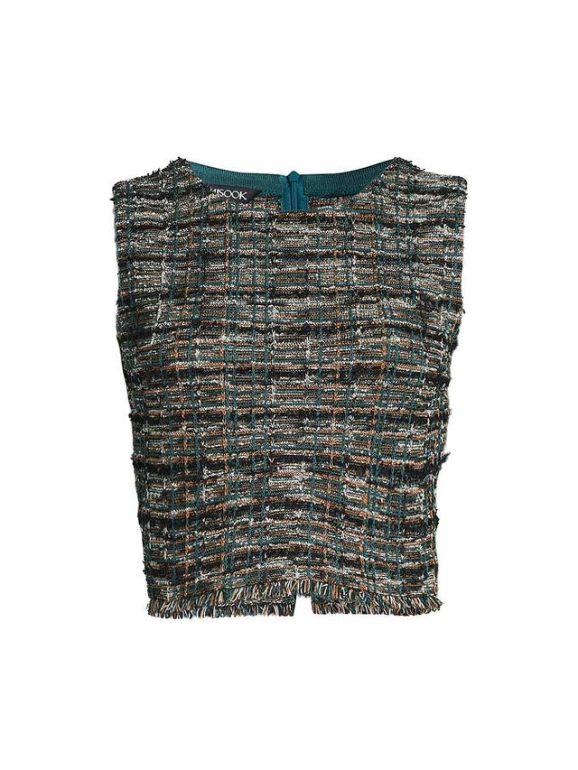 Womens Tweed Fringe Crop Tank Product Image