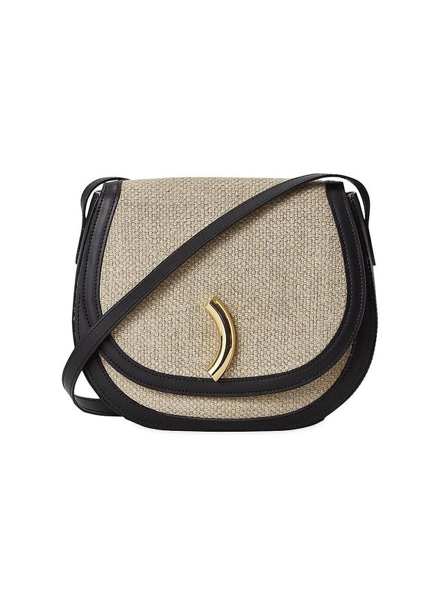 Womens Linen & Leather Maccheroni Saddle Bag Product Image