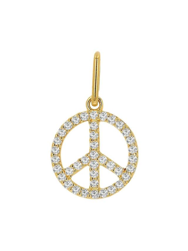 Womens 14K Yellow Gold & Diamond Peace Sign Charm Product Image