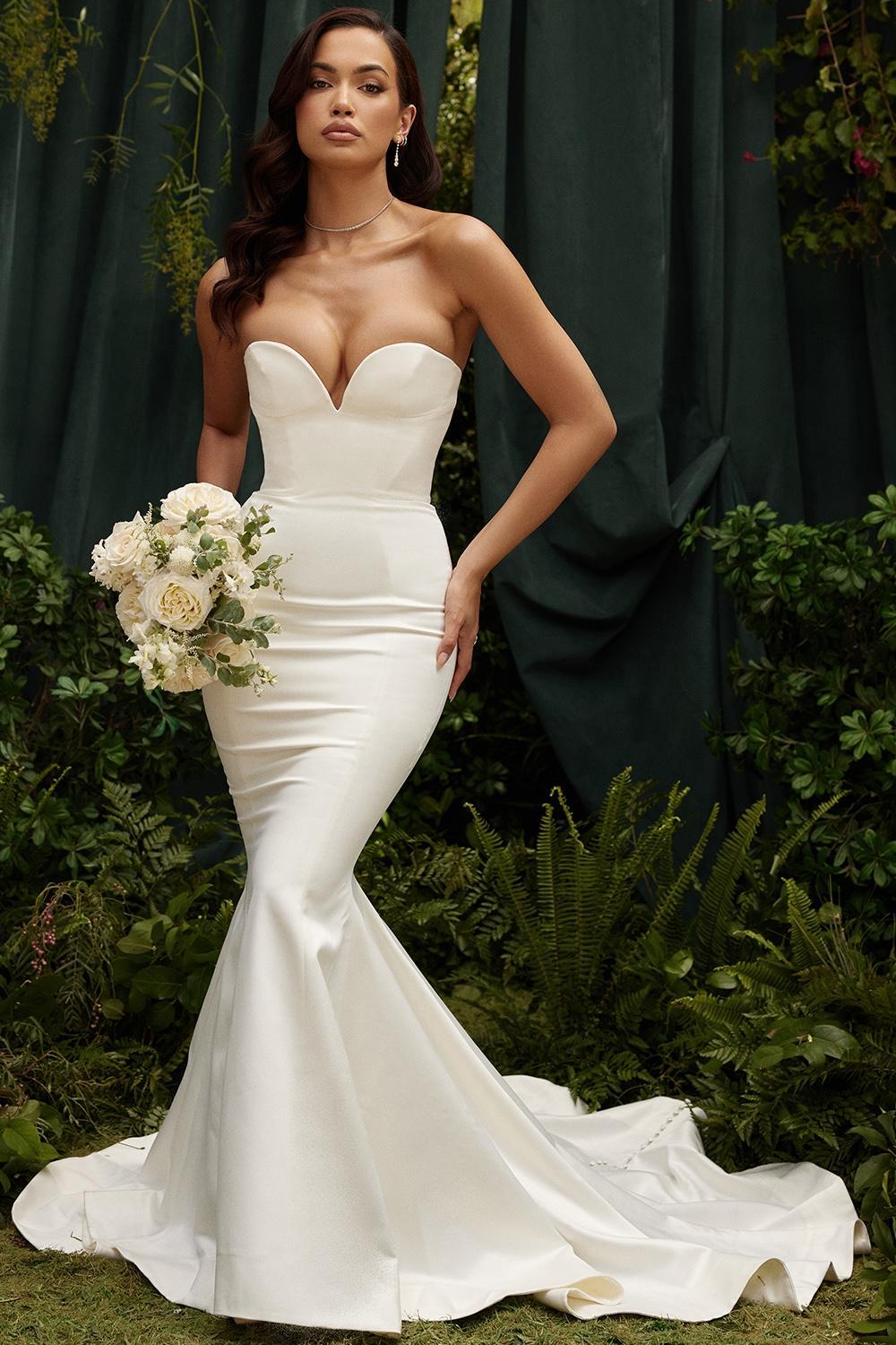 Giselle Ivory Satin Strapless Bridal Gown Product Image