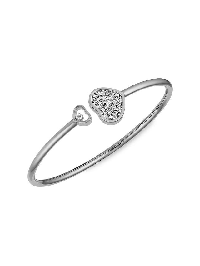 Womens Happy Hearts 18K White Gold & Diamond Bangle Product Image