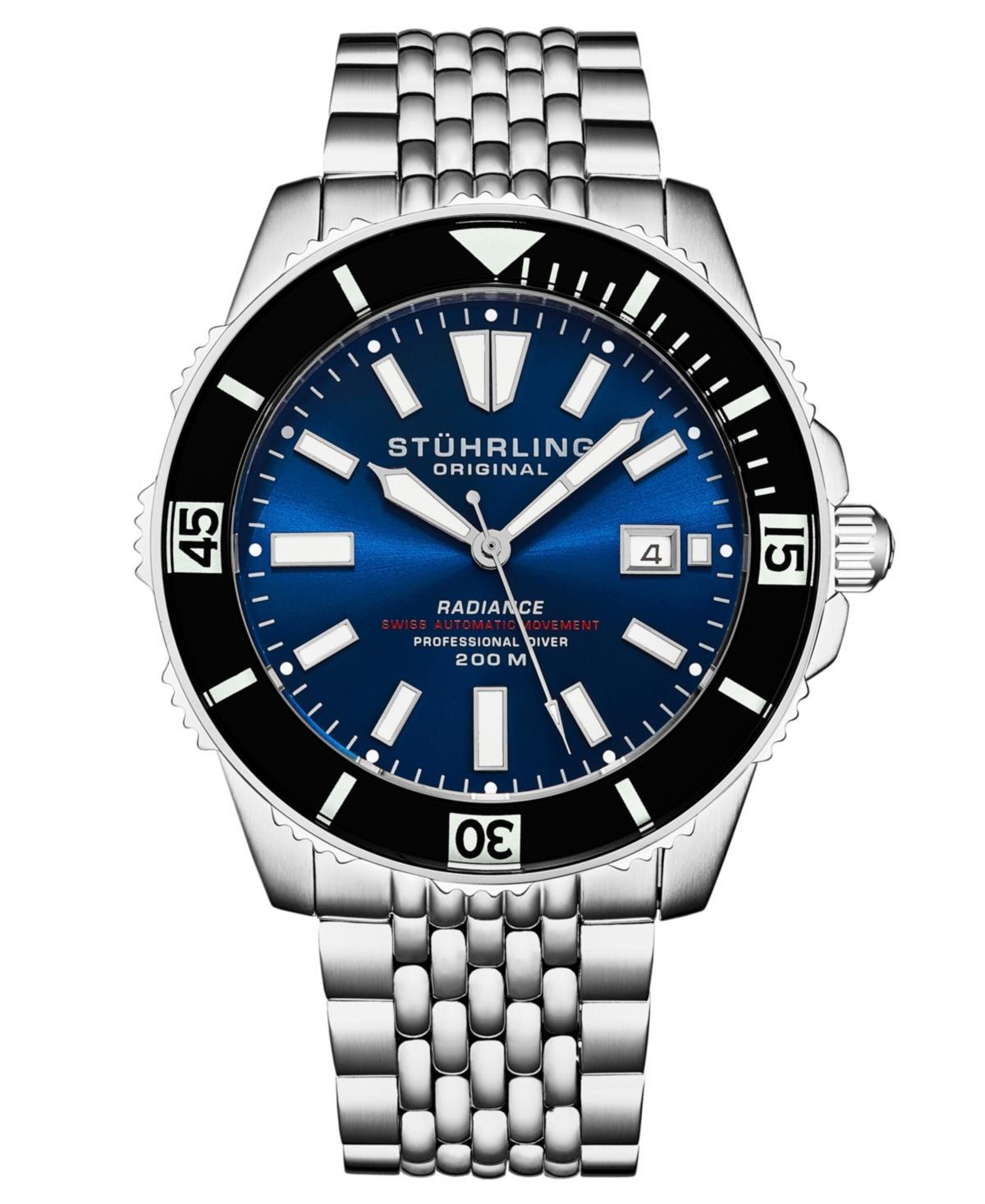 Stuhrling Mens Depthmaster Silver-tone Stainless Steel, Blue Dial, 43mm Round Watch Product Image