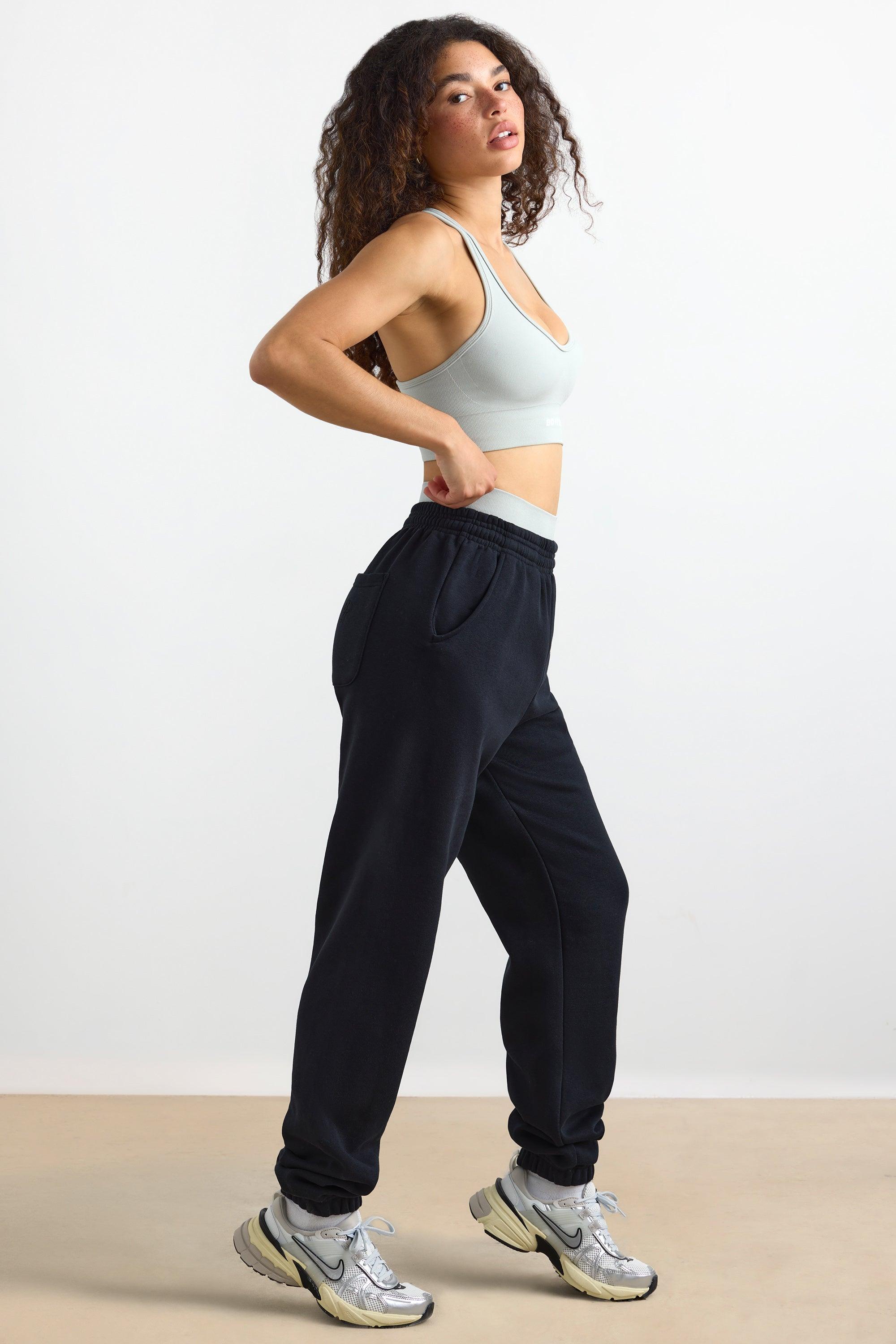 Petite Mid-Rise Joggers in Black Female Product Image