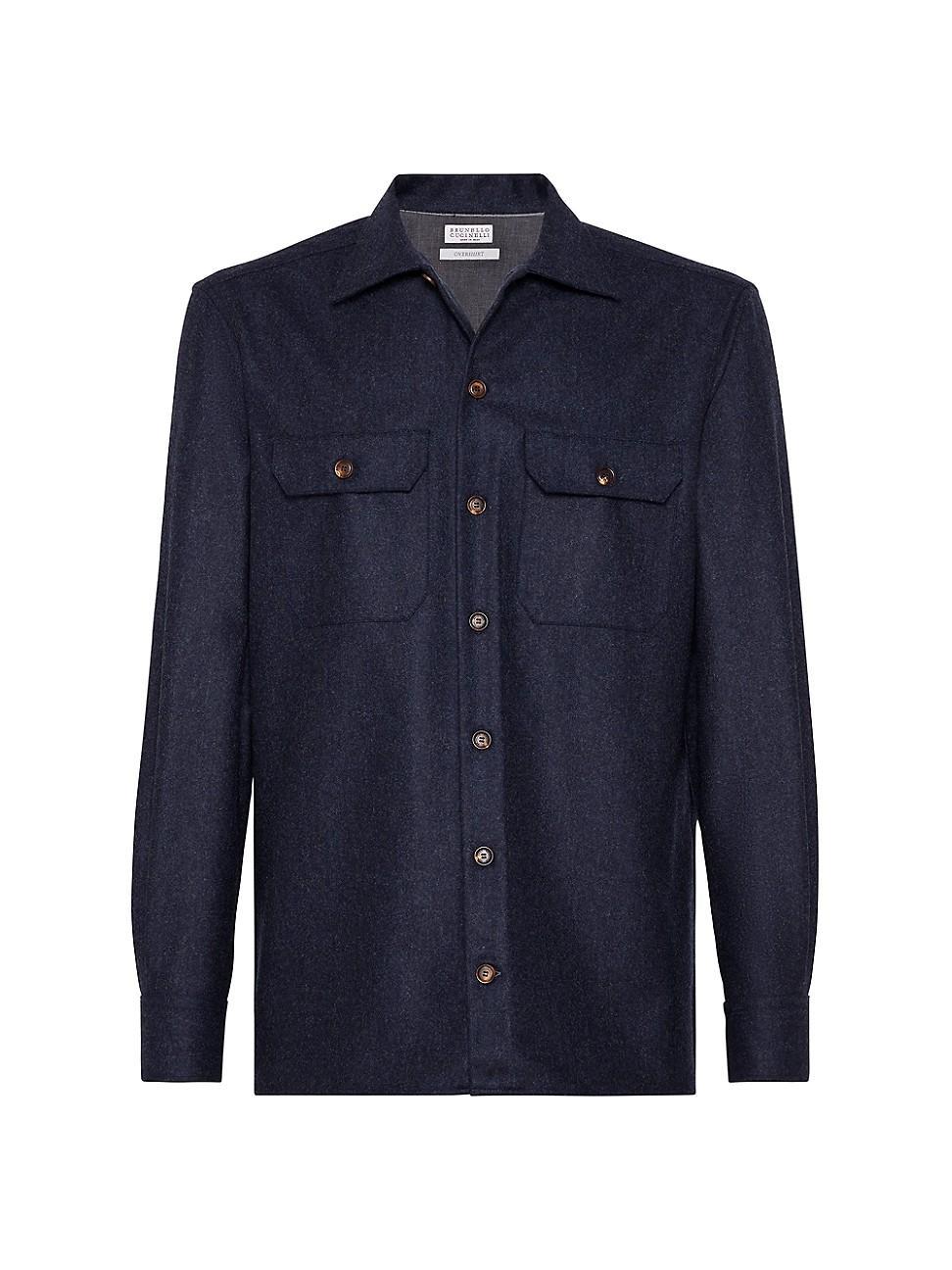 Mens Virgin Wool Flannel Overshirt with Chest Pockets Product Image